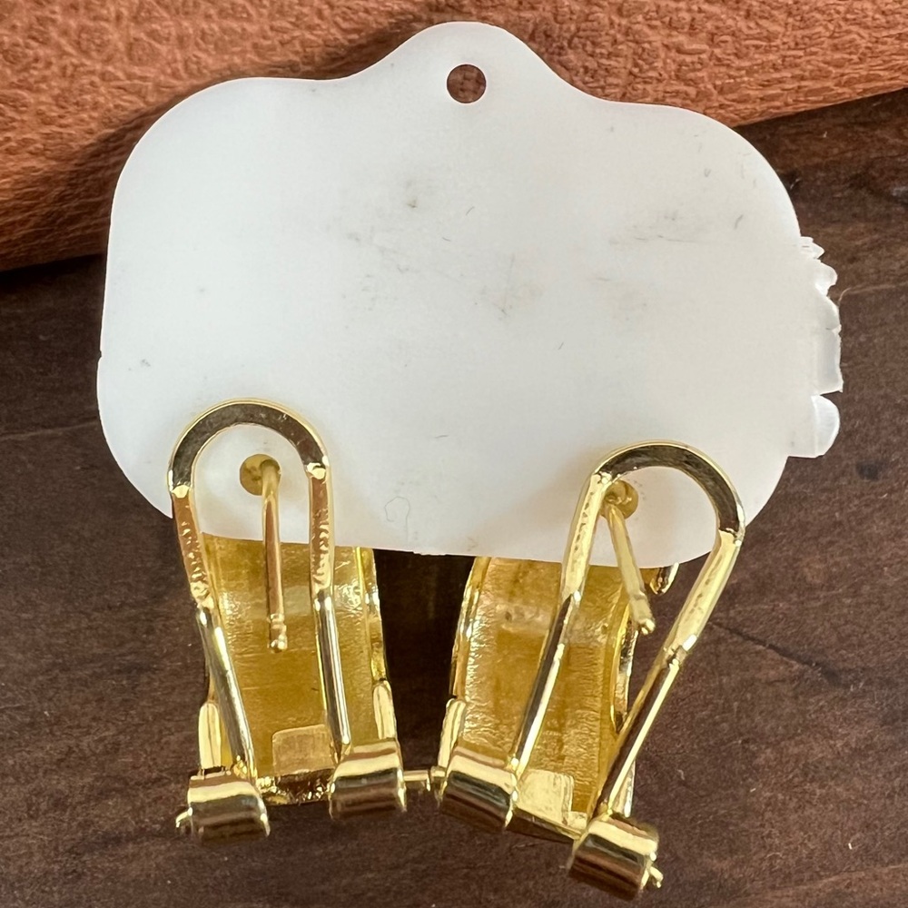 English Gold Made in England Gold Greek Key Hoop Earrings - Picture 2 of 2